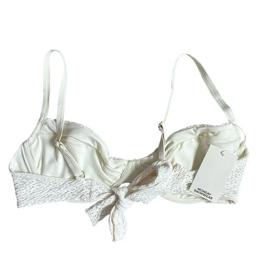 New Monday Swimwear Ivory Crochet Bikini Top VV - Picture 5 of 8